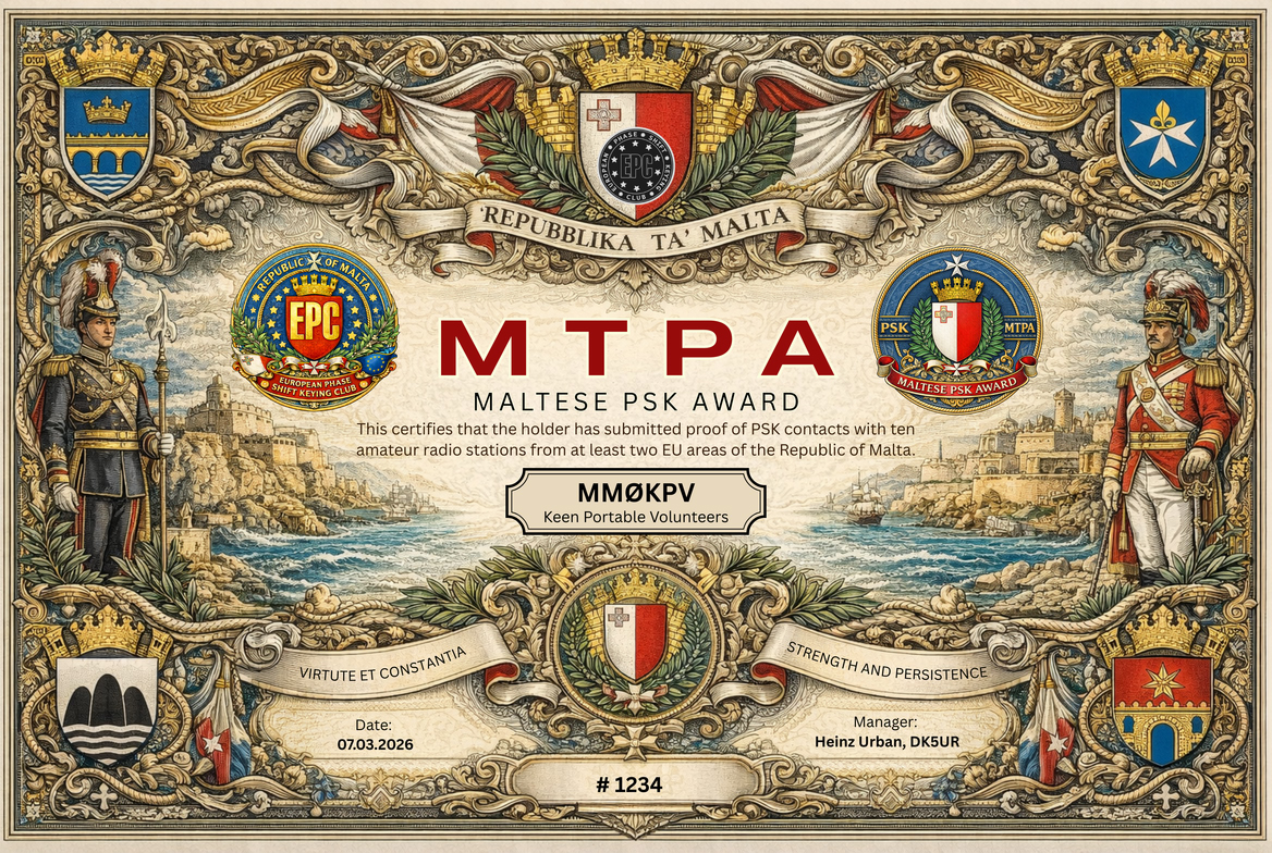 Maltese PSK Award certificate